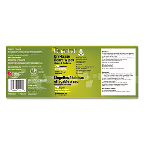 Quartet Board Wipes Dry Erase Cleaning Wipes, Cloth, 7 x 8, 70/Tub (52180032)