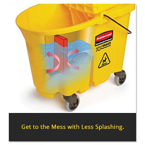 Rubbermaid Commercial Executive Wavebrake Down-Press Mop Bucket, Gray, 35 Quart (1863899)
