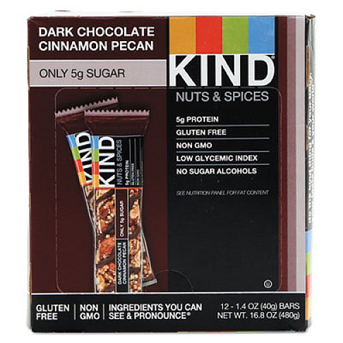 KIND Nuts and Spices Bar, Dark Chocolate Cinnamon Pecan, 1.4 oz, 12/Box (17852)