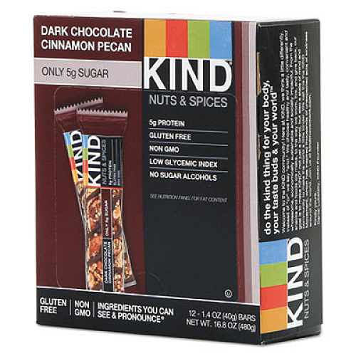 KIND Nuts and Spices Bar, Dark Chocolate Cinnamon Pecan, 1.4 oz, 12/Box (17852)