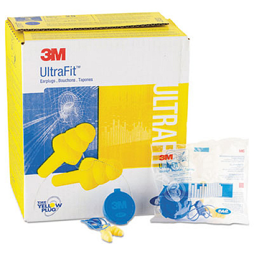 3M E-A-R UltraFit Multi-Use Earplugs, Corded, 25NRR, Yellow/Blue, 50 Pairs (3404002)