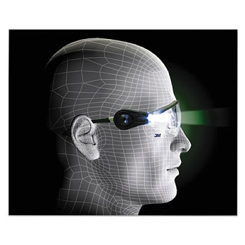3M Lightvision Safety Glasses W/led Lights, Clear Antifog Lens, Gray Frame (114760000010)