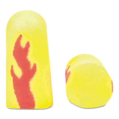 3M E-A-Rsoft Blasts Earplugs, Cordless, Foam, Yellow Neon/Red Flame, 200 Pairs/Box (3121252)