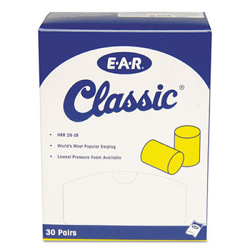 3M EAR Classic Earplugs, Pillow Paks, Uncorded, Foam, Yellow, 30 Pairs (3101060)