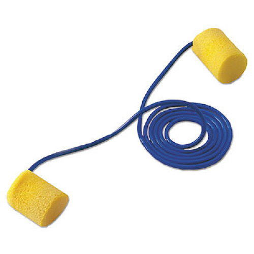 3M E-A-R Classic Earplugs, Corded, PVC Foam, Yellow, 200 Pairs/Box (3111101)