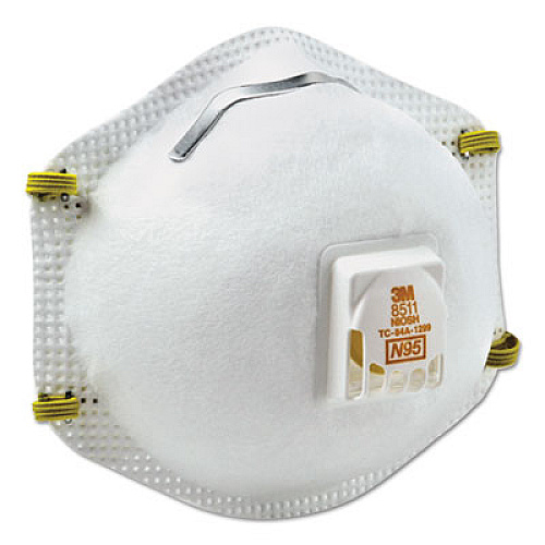 3M Particulate Respirator w/Cool Flow Exhalation Valve, Standard Size, 10/Box (8511)