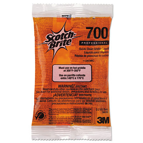 Scotch-Brite PROFESSIONAL Quick Clean Griddle Liquid, 3.2 oz Packet, 40/Carton (29603)