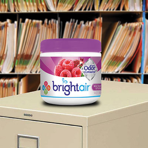 BRIGHT Air Super Odor Eliminator, Wild Raspberry and Pomegranate, 14 oz Jar, 6/Carton (900286CT)