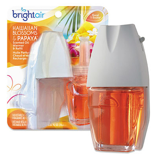 BRIGHT Air ELECTRIC SCENTED OIL AIR FRESHENER WARMER AND REFILL COMBO, HAWAIIAN BLOSSOMS/PAPAYA, 8/CARTON (900254CT)