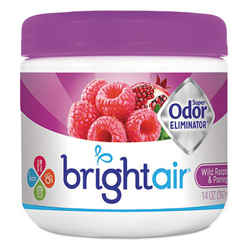 BRIGHT Air Super Odor Eliminator, Wild Raspberry and Pomegranate, 14 oz Jar, 6/Carton (900286CT)