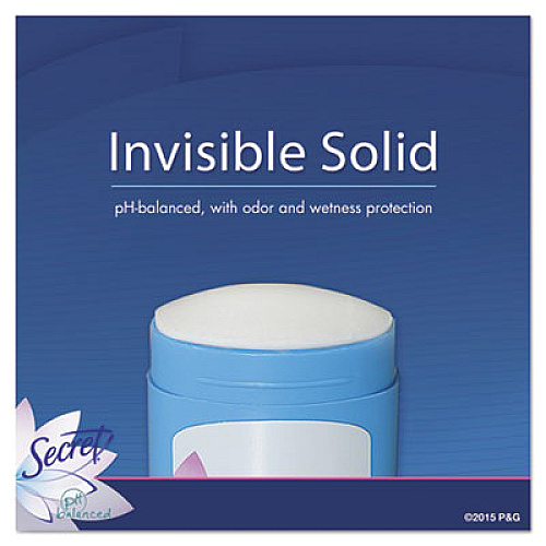 Secret Invisible Solid Anti-Perspirant and Deodorant, Powder Fresh Scent, 0.5 oz Stick, 24/Carton (31384)