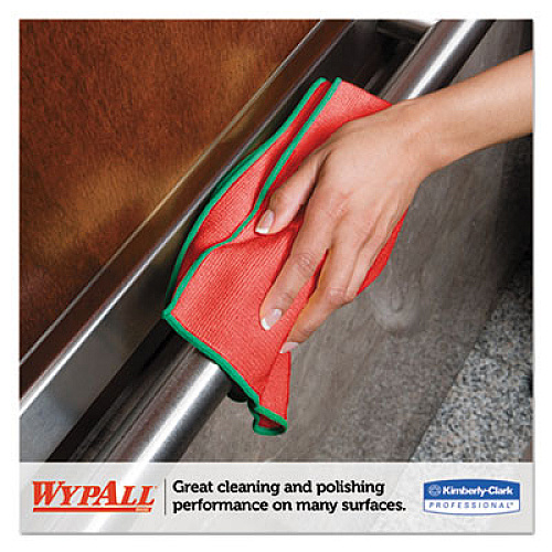 WypAll Microfiber Cloths, Reusable, 15 3/4 x 15 3/4, Red, 6/PK, 4 PK/CT (83980)