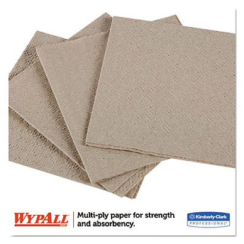 WypAll L20 Towels, 1/4 Fold, 2-Ply, 12 1/2 x 12, Brown, 68/Pack, 12 Packs/Carton (47000)