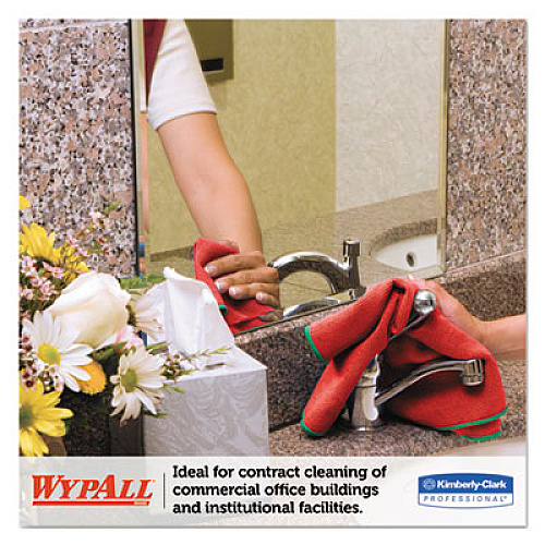 WypAll Microfiber Cloths, Reusable, 15 3/4 x 15 3/4, Red, 6/PK, 4 PK/CT (83980)