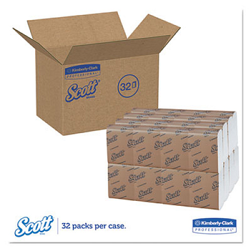 Scott Low-Fold Dispenser Napkins, 1-Ply, 12 x 7, White, 250/Pack, 32 Packs/Carton (98720)