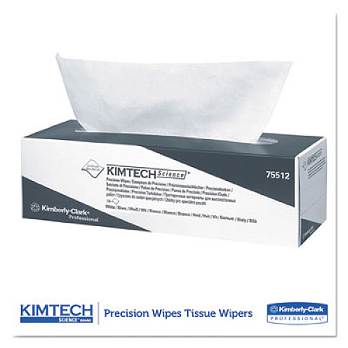 Kimtech Precision Wipers, POP-UP Box, 1Ply, 11 4/5x11 4/5, White, 196/Bx, 15 Bx/Carton (75512)