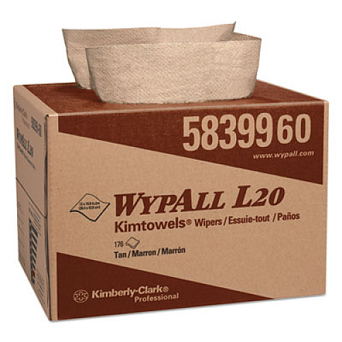 WypAll L20 Towels, Brag Box, 2-Ply, 12 1/2 X 16 4/5, Brown, 176/box (58399)