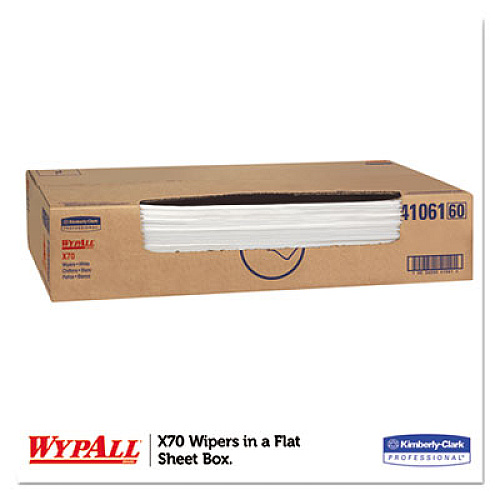 WypAll X70 Cloths, Flat Sheet, 29 4/5 x 16 3/5, White, 300/Carton (41061)