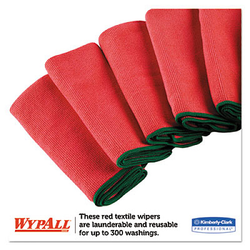 WypAll Microfiber Cloths, Reusable, 15 3/4 x 15 3/4, Red, 6/PK, 4 PK/CT (83980)