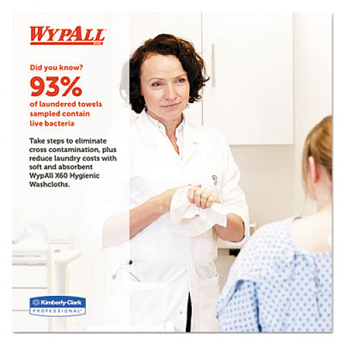 WypAll General Clean X60 Cloths, 1/4 Fold, 12.5 x 10, White, 70/Pack, 8 Packs/Carton (41083)