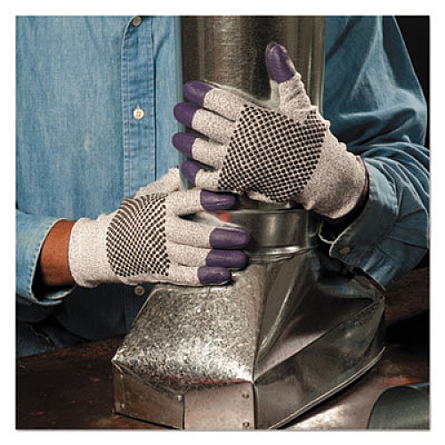 KleenGuard G60 PURPLE NITRILE Cut-Resistant Gloves, EN388: 4340, 9.06" Long, Medium (Size 8), Black/White, Pair (97431)