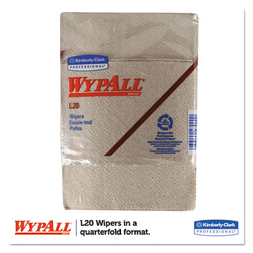 WypAll L20 Towels, 1/4 Fold, 2-Ply, 12 1/2 x 12, Brown, 68/Pack, 12 Packs/Carton (47000)