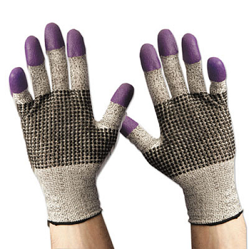 KleenGuard G60 PURPLE NITRILE Cut-Resistant Gloves, EN388: 4340, 9.06" Long, Medium (Size 8), Black/White, Pair (97431)