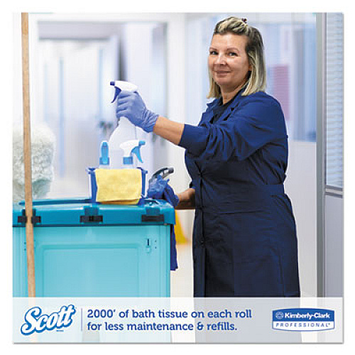 Scott Essential JRT Extra Long Bathroom Tissue, Septic Safe, 2-Ply, 3.55" x 2,000 ft, White, 6 Rolls/Carton (07827)