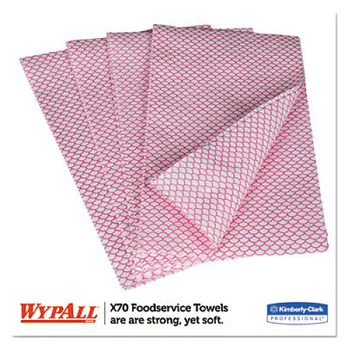 WypAll X70 Foodservice Towels, 1-Ply, 12.5 x 23.2, Red, 300/Carton (06354)