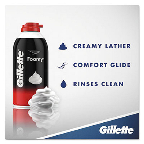 Gillette Foamy Shave Cream, Original Scent, 11 oz Aerosol Spray Can, 12/Carton (24040CT)