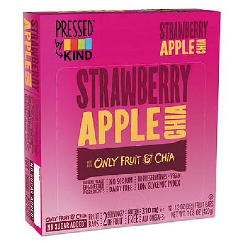 Pressed by KIND Bars, Strawberry Apple Chia, 1.2 oz Bar, 12/Box (24842)