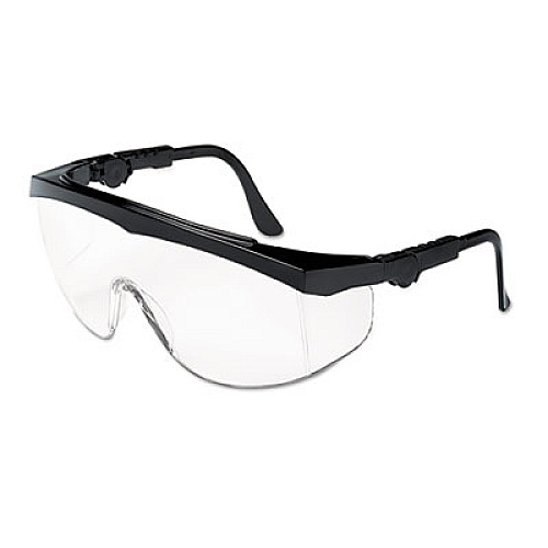 MCR Safety Tomahawk Safety Glasses, Black Half Frame OTG, Clear Single Lens, 12/Box (TK110)