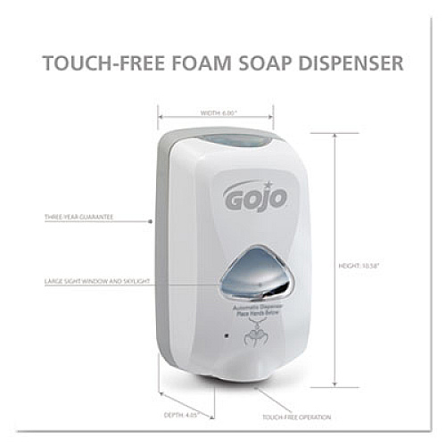 GOJO TFX Touch-Free Automatic Foam Soap Dispenser, 1,200 mL, 4.1 x 6 x 10.6, Gray (274012)