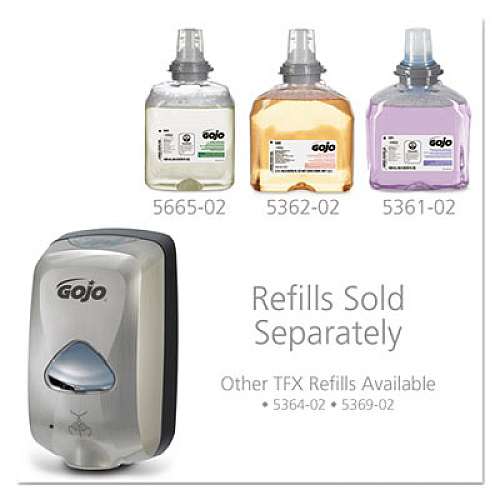 GOJO TFX TOUCH-FREE AUTOMATIC FOAM SOAP DISPENSER, 1,200 ML, 6" X 4" X 10.5", BRUSHED METALLIC (279912EEU00)