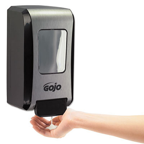 GOJO FMX-20 Soap Dispenser, 2 L, 6.5 x 4.7 x 11.7, Black/Chrome, 6/Carton (527106)