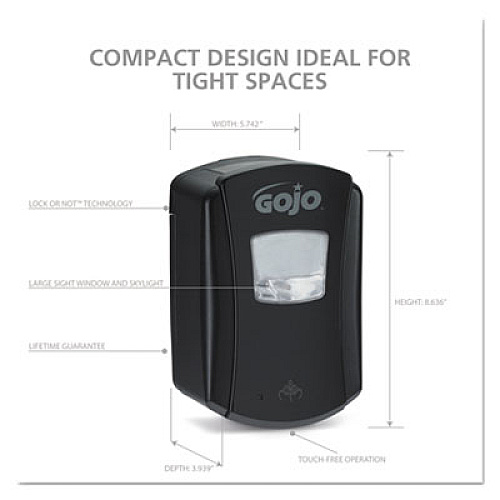 GOJO LTX-7 DISPENSER, 700 ML, 5.75" X 4" X 8.5", BLACK (138604)