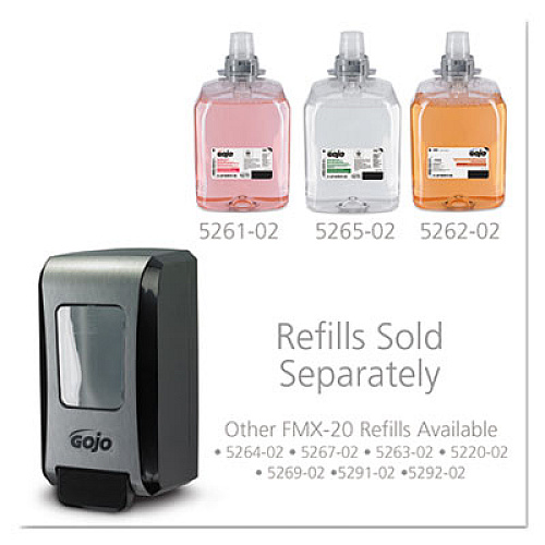 GOJO FMX-20 Soap Dispenser, 2 L, 6.5 x 4.7 x 11.7, Black/Chrome, 6/Carton (527106)