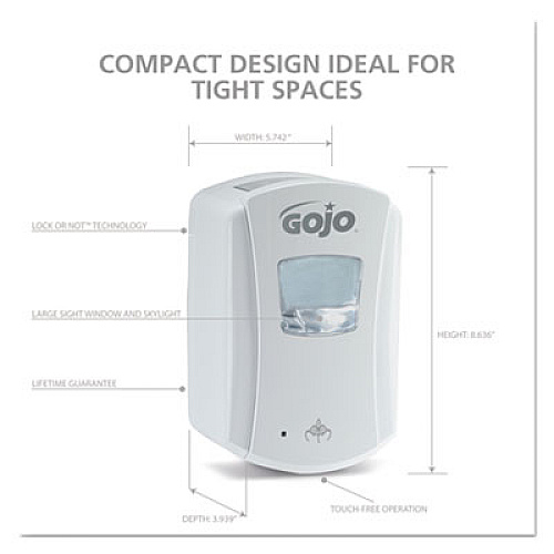 GOJO LTX-7 DISPENSER, 700 ML, 5.75" X 4" X 8.5", WHITE (138004)