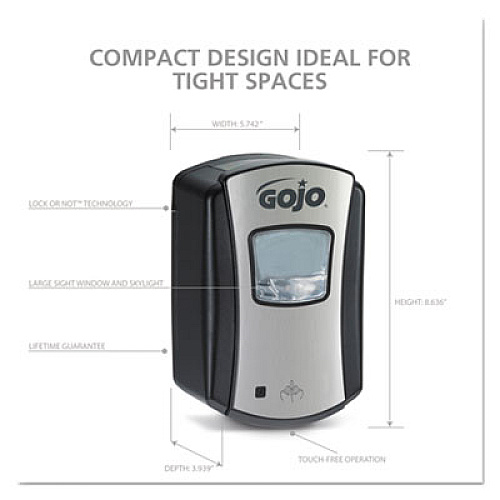 GOJO LTX-7 DISPENSER, 700 ML, 5.75" X 4" X 8.5", CHROME (138804)