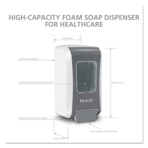 PROVON FMX-20 SOAP DISPENSER, 2000 ML, 6.5" X 4.7" X 11.7", GRAY/WHITE (527706EA)