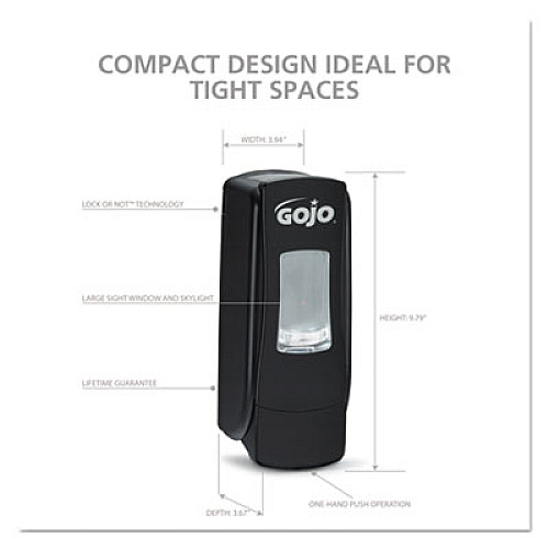 GOJO ADX-7 DISPENSER, 700 ML, 9.8" X 3.94" X 3.7", BLACK (878606)