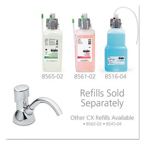 GOJO CX Counter Mount Foam Soap Dispenser, 1,500 mL/2,300 mL, 4.5 x 11.88 x 4.5, Chrome (850001)