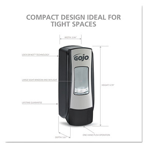 GOJO ADX-7 DISPENSER, 700 ML, 9.8" X 3.94" X 3.7", CHROME (878806)