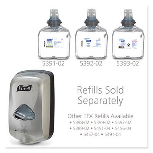 PURELL TFX TOUCH FREE DISPENSER, 1200 ML, 6" X 4" X 10.5", BRUSHED METALLIC (279012EEU00)