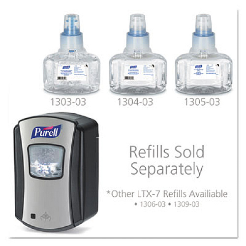 PURELL LTX-7 Touch-Free Dispenser, 700 mL, 5.75 x 4 x 4.88, Chrome/Black, 4/Carton (132804)
