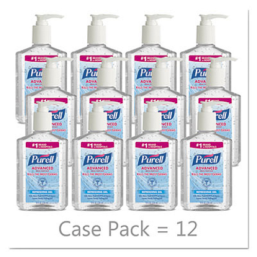 PURELL Advanced Refreshing Gel Hand Sanitizer, 8 oz Pump Bottle, Clean Scent, 12/Carton (965212CT)