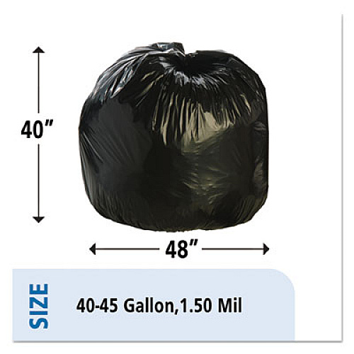 AbilityOne 8105013862329, SKILCRAFT Recycled Content Trash Can Liners, 45 gal, 1.5 mil, 40" x 48", Black/Brown, 100/Carton