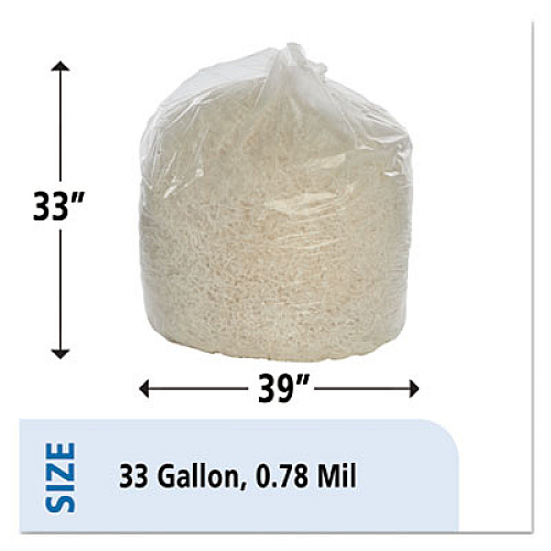 AbilityOne 8105011839768, SKILCRAFT Maximum Performance Trash Can Liner, 33 gal, 0.78 mil, 33" x 39", Clear, 125/Box