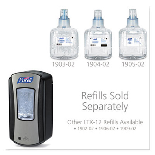 PURELL LTX-12 Touch-Free Dispenser, 1,200 mL, 5.75 x 4 x 10.5, Black/Chrome (192804)