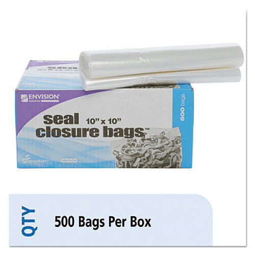 Stout by Envision Seal Closure Bags, 2 mil, 10" x 10", Clear, 500/Carton (ZF007C)